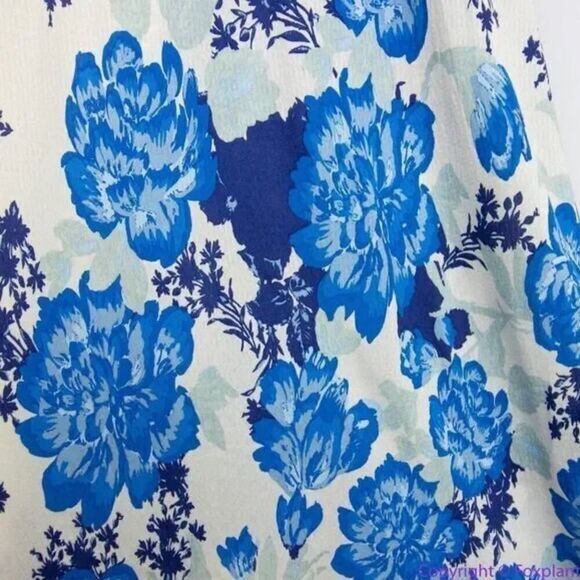 New! Free People Get To You Printed Maxi Dress Ivory Blue, L - Picture 13 of 16